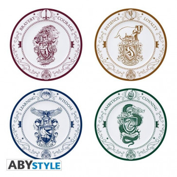 ABYSTYLE - Harry Potter Set di 4 Piatti in porcellana - Hogwarts Houses